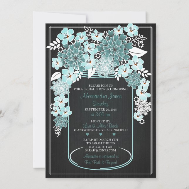 Convites Chá de panela de Quadro 4 de Mason Jar Floral Russ (Frente)