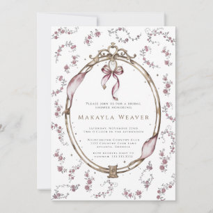 Convites Chá de panela de Quadro Antiquado Elegante Floral 