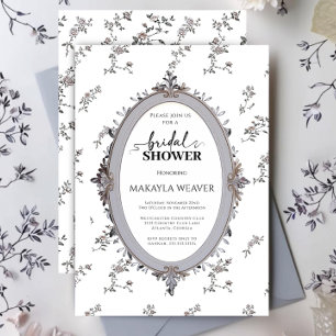 Convites Chá de panela de Quadro Antiquado Elegante Floral 