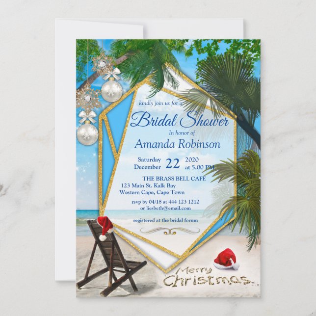 Convites Chá de panela de Quadro Dourado Geométrico (Frente)