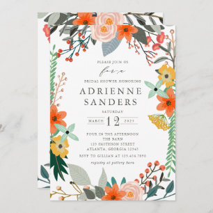 Convites Chá de panela de Quadro Floral de Flores Selvagens