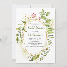 Convites Chá de panela de Quadro Geométrico Dourado Botânic