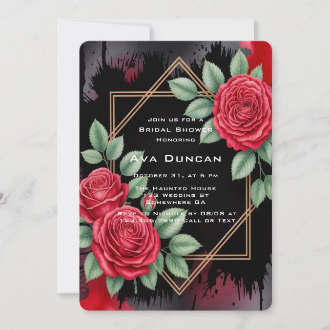 Convites Chá de panela de quadro Rosa gótico (Frente)