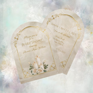 Convites Chá de panela de Quadros de Arca de Rosas Douradas