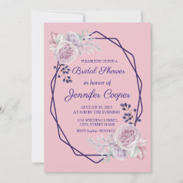 Convites Chá de panela de Quadros Geométricos Roxos