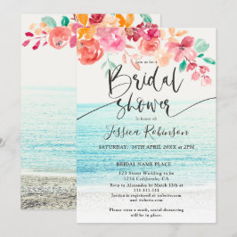 Convites Chá de panela de queda de aquarela floral com foto