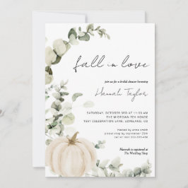 Convites Chá de panela de Queda de Eucalyptus Pumpkin Branc