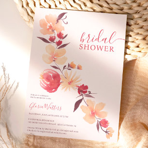 Convites Chá de panela de queda de flores beges-terracotta