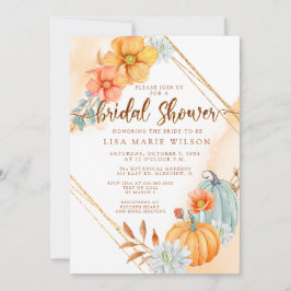 Convites Chá de panela de queda de Pumpkins Russo Watercolo