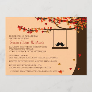 Convites Chá de panela de queda do carvalho dos corações