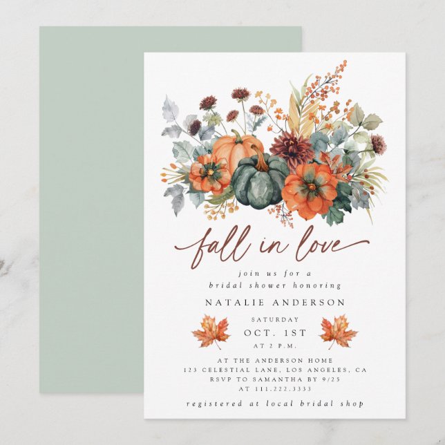 Convites Chá de panela de queda elegante (Frente/Verso)