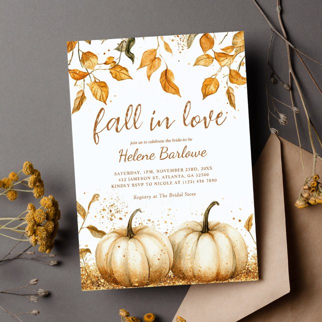 Convites Chá de panela de queda moderna e elegante (Elegant Modern Rustic Fall Bridal Shower Invitation)