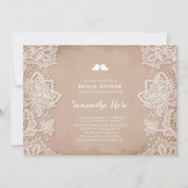 Convites Chá de panela de rendas da Vintage rosa