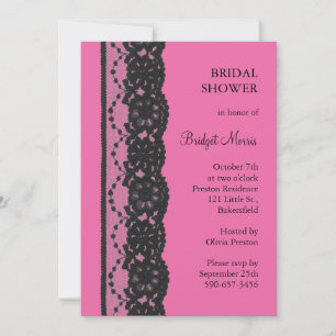 Convites Chá de panela de rendas (fuchsia)