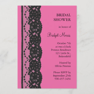 Convites Chá de panela de rendas (fuchsia)