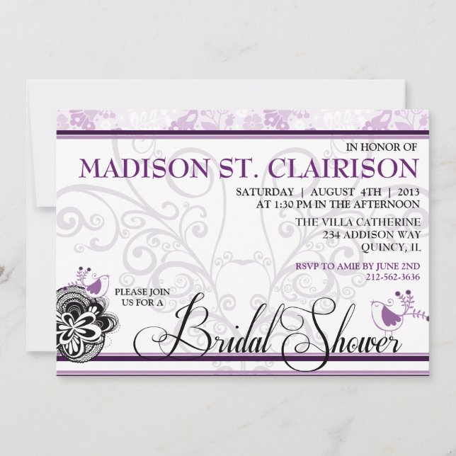 Convites Chá de panela de Ricos de Aves e Florestas (Frente)