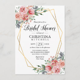 Convites Chá de panela de Rosa com poeira, cor-de-rosa-verm