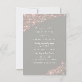 Convites Chá de panela de rosa com relva de Cinza Aniversár