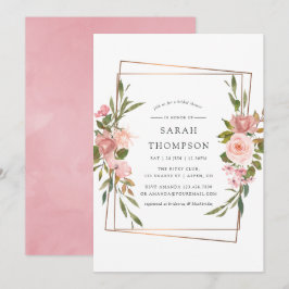 Convites Chá de panela de Rosa de Blush Geométrico Dourado 