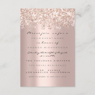 Convites Chá de panela de Rosa de brilho brilhante de faísc