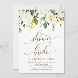 Convites Chá de panela de Rosas Brancas e Hidrangeas da Wat