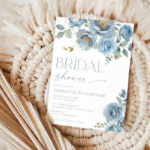 Chá de panela de rosas florais elegante azul-poeir