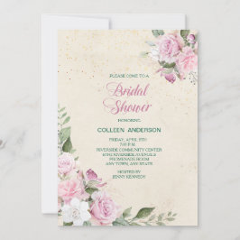 Convites Chá de panela de Rosas rosa