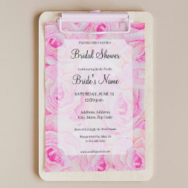 Convites Chá de panela de Rosas Rosa Brilhante