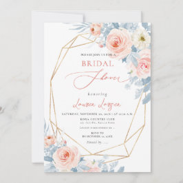 Convites Chá de panela de Rosas Rosa Rosa Blush do ArtsApp 