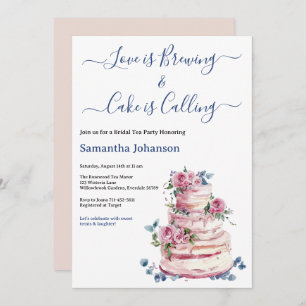 Convites Chá de panela de Rosas Rosa-Rosa-Niveladas de Bolo