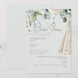 Convites Chá de panela de Sage de Vestido Elegante White Hy