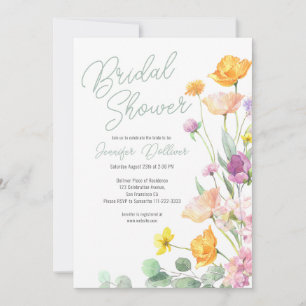 Convites Chá de panela de Script Chic Wildflower