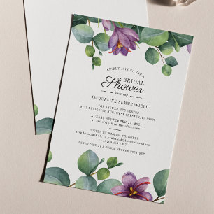 Convites Chá de panela de Script de Aquarela Eucalyptus Fl