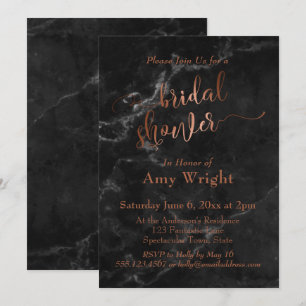 Convites Chá de panela de Script de Cobre Elegante - Mármor