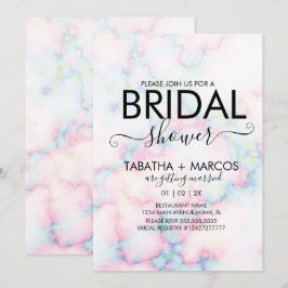 Convites Chá de panela de Script de Padrão de Marble Colori