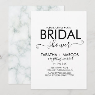 Convites Chá de panela de Script de Padrão de Marble Simp