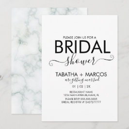 Convites Chá de panela de Script de Padrão de Marble Simple