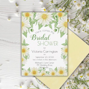 Convites Chá de panela de Script do White Yellow Floral Dai