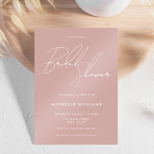 Convites Chá de panela de Script Elegante Rosa Dusty Simple