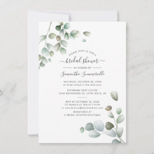 Convites Chá de panela de Script Eucalyptus Greenery Botâni
