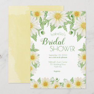 Convites Chá de panela de Script Floral Amarelo Branco do 