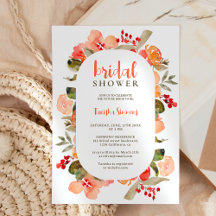 Chá de panela de script floral Boho fall terracott