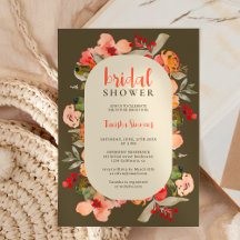 Chá de panela de script floral Boho fall terracott