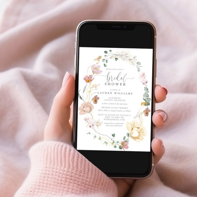 Convites Chá de panela de Script Flores de Jardim Rosa-Blus (Criador carregado)