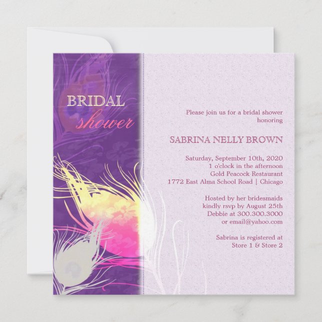 Convites Chá de panela de Silhouette de Peacock Sassy (Frente)