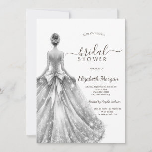 Convites Chá de panela De Silver Bridal Dress Silver