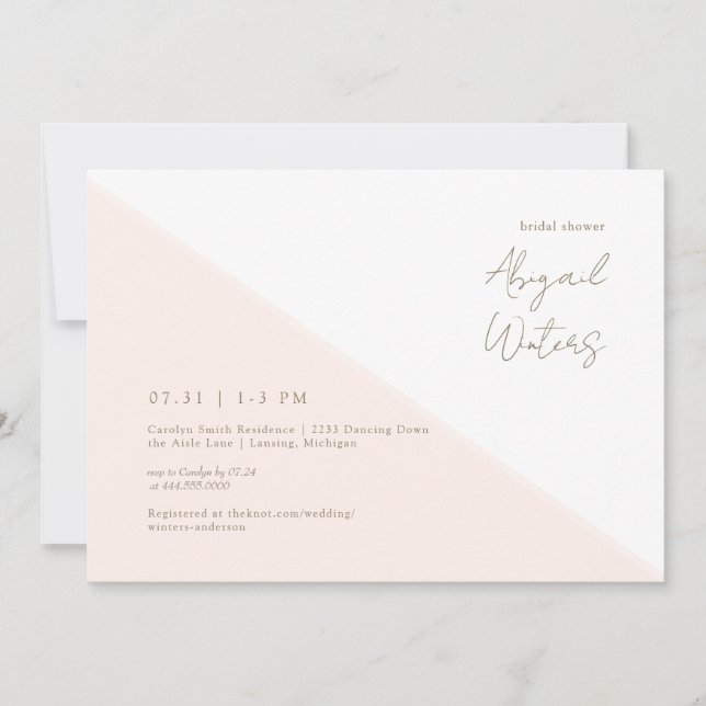 Convites Chá de panela de Simplicidade de Blush Moderno (Frente)