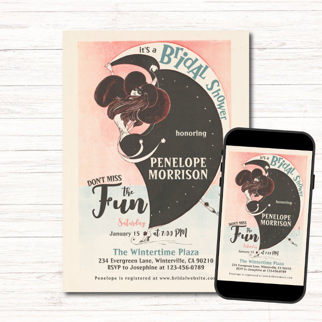 Convites Chá de panela de Skating Woman Art Deco Winter (Criador carregado)