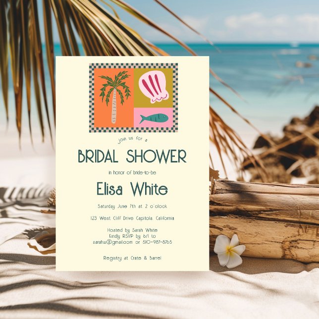 Convites Chá de panela de Soiree Moderno CLIENTE (Seaside Soiree Bridal Shower Modern Cute CUSTOM Invitation
)