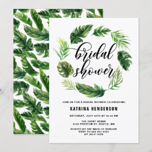 Convites Chá de panela de solha de folhas tropicais